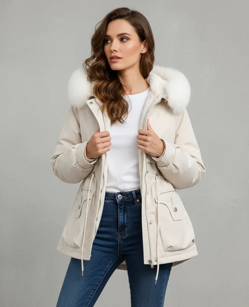 Women's Winter Coat with Fur Hood I Long Parka